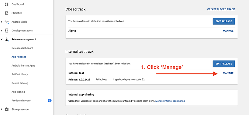 google app upload internal check test